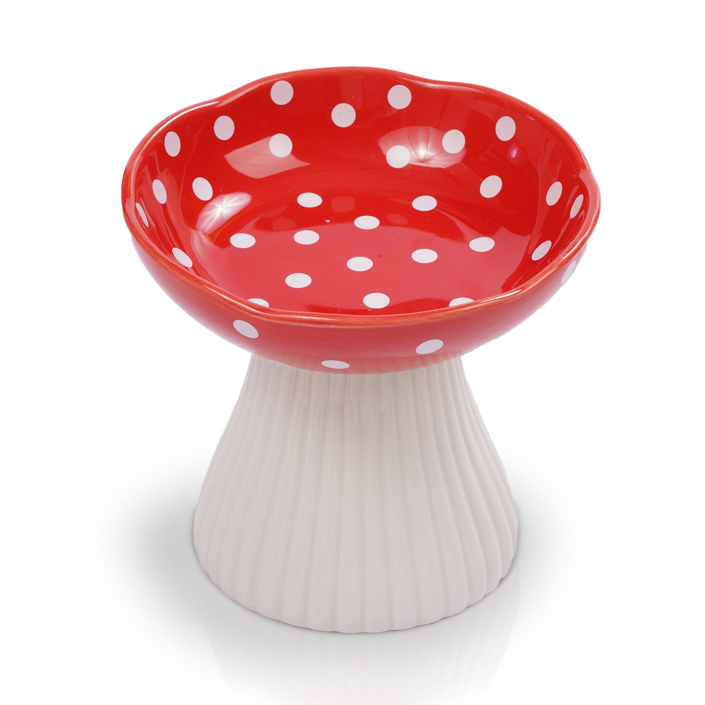 P.T. Supply Co. Mushroom Shaped Stoneware Elevated Pet Bowl, Raised Ceramic Food & Water Dish for Dogs and Cats