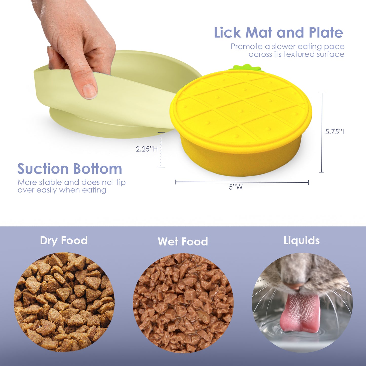 P.T. Supply Co. Yellow Small Pineapple-Shaped Silicone Pet Bowl with Non-Slip Suction Base