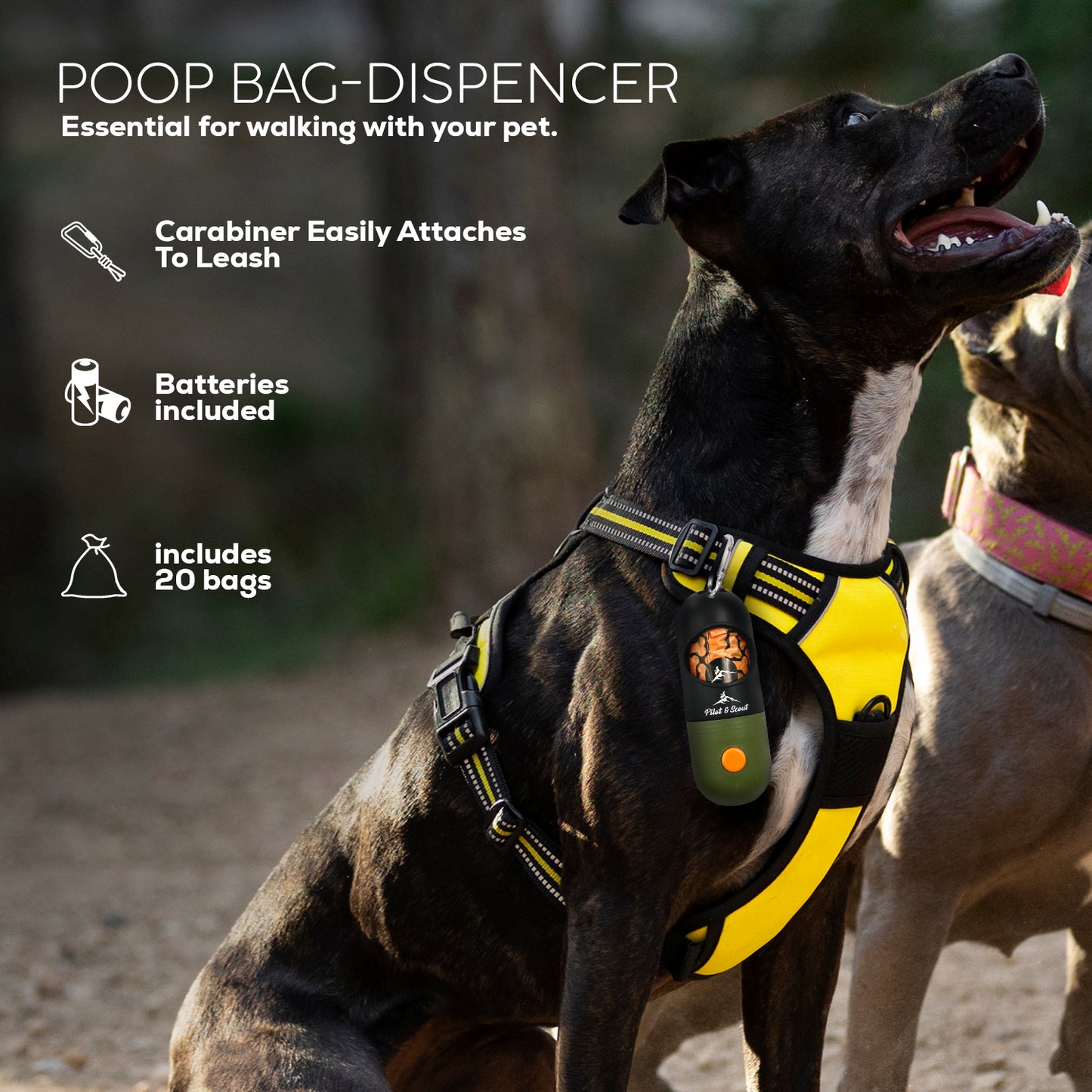 Pilot & Scout Flash N Bag Dog Poop Bags with LED Light Dispenser, Convenient Waste Bags for Night Walks