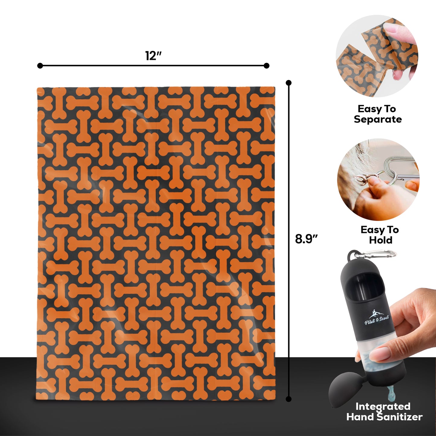 Pilot & Scout Sani N Bag Dog Waste Bag Dispenser, with Built-In Hand Sanitizer Compartment