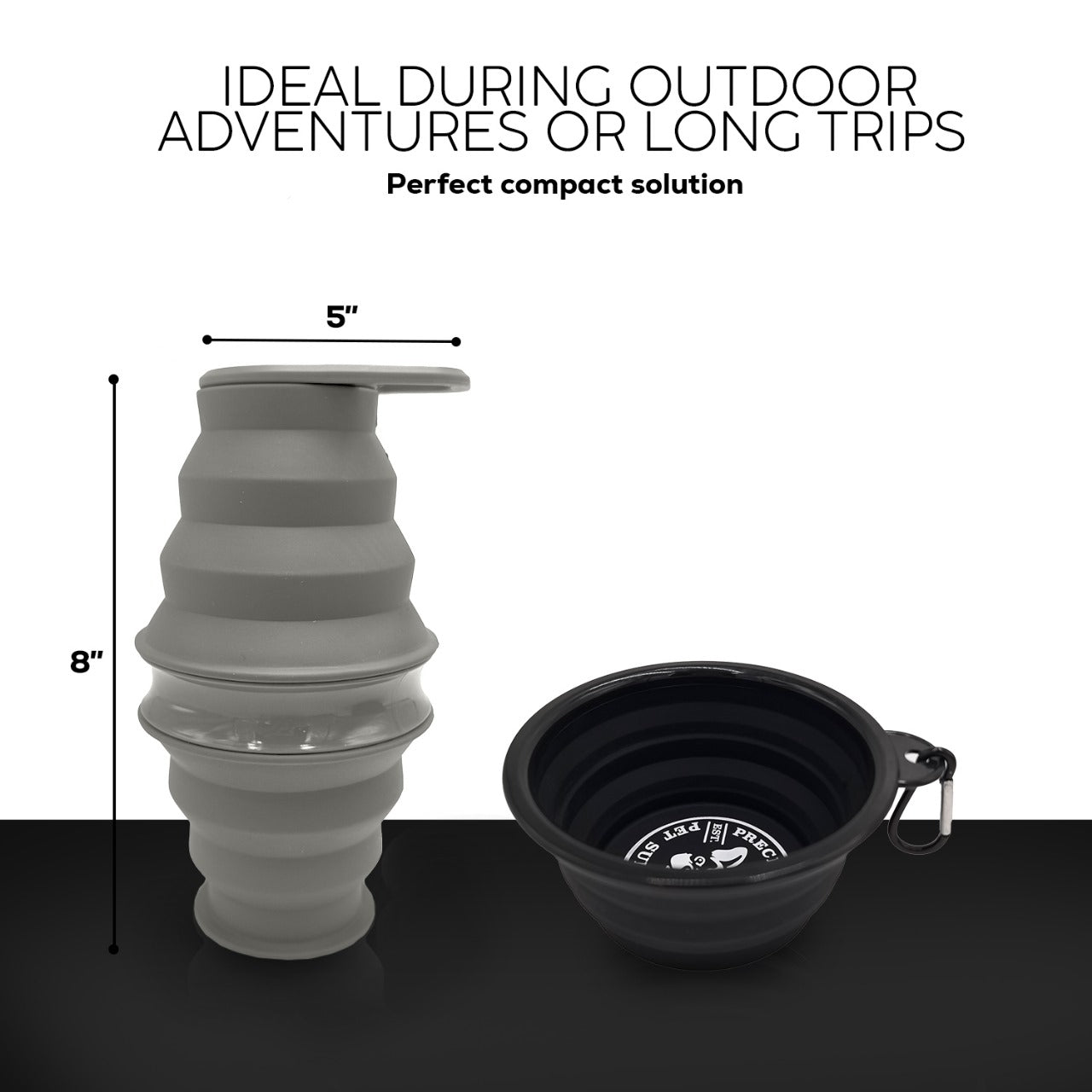 P.T. Supply Co. Feed N Sip 2-in-1 Collapsible Dog Bowl and Water Bottle, Portable Pet Feeding Solution for Travel