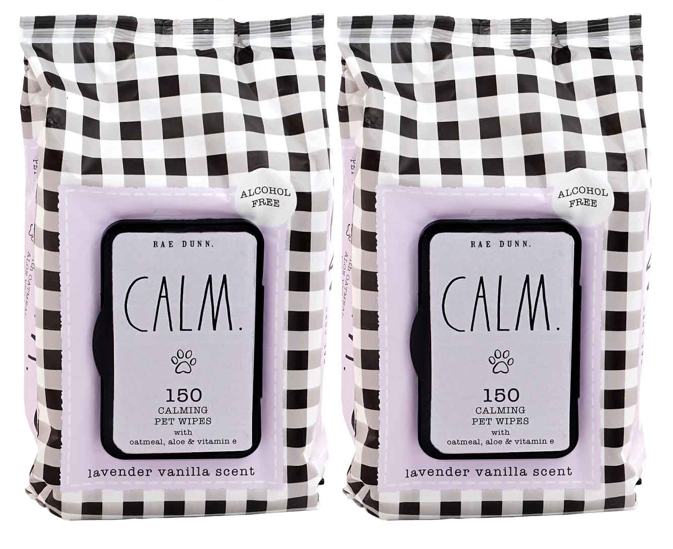 Rae Dunn 2-Pack 150 ct Anti Itch Pet Wipes with Oatmeal, Aloe Vera & Vit. E, Cucumber Aloe