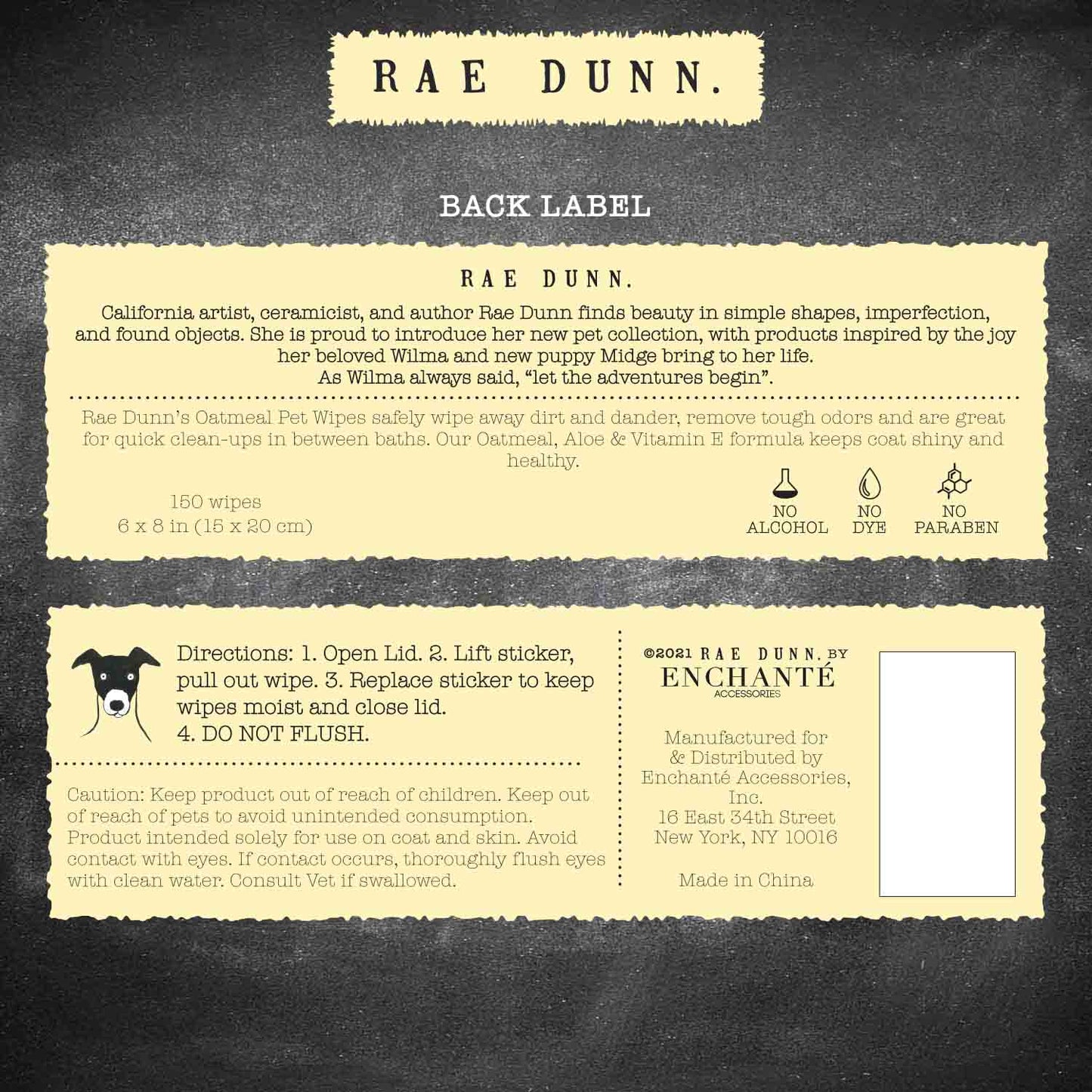 Rae Dunn 2-Pack 150 ct Anti Itch Pet Wipes with Oatmeal, Aloe Vera & Vit. E, Cucumber Aloe