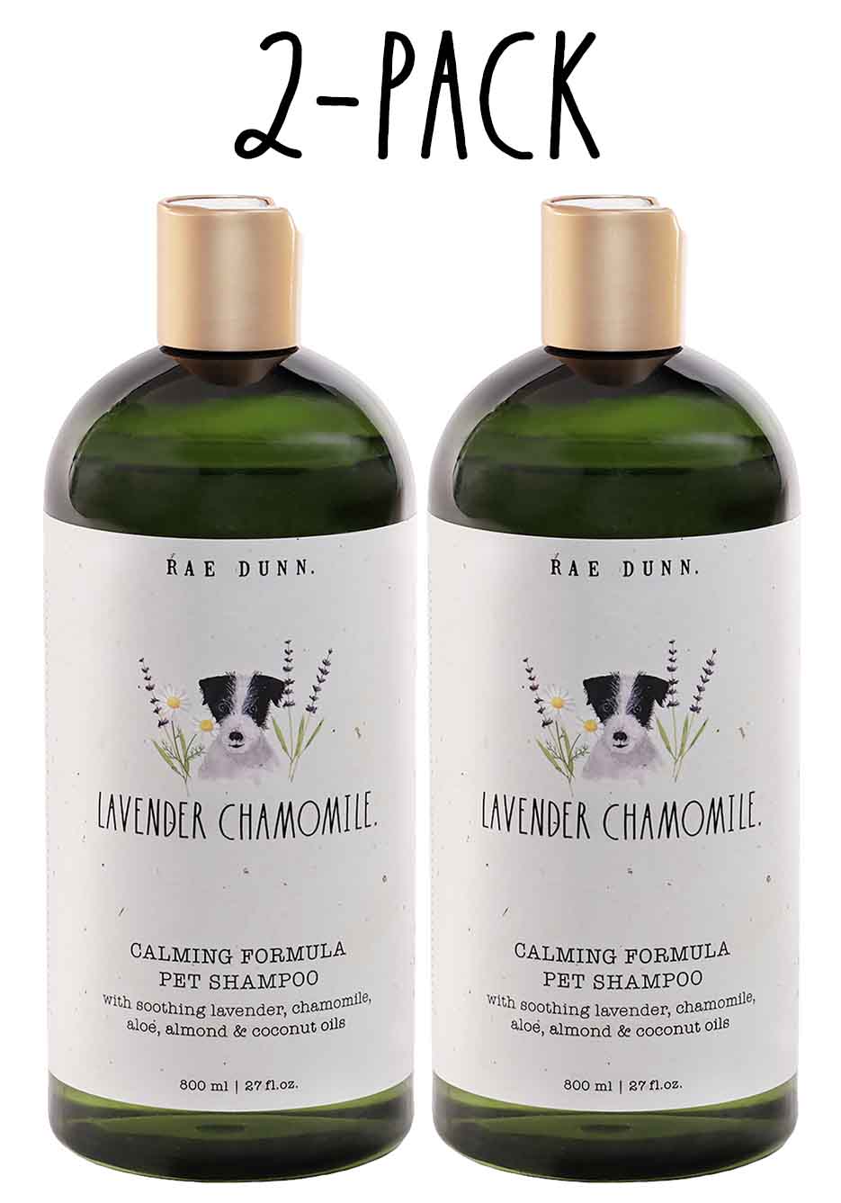 Rae Dunn 2-Pack Pet Shampoo with Aloe & Coconut Oil, 800ml