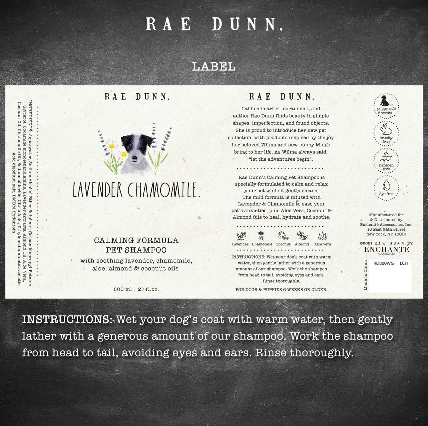 Rae Dunn 2-Pack Pet Shampoo with Aloe & Coconut Oil, 800ml