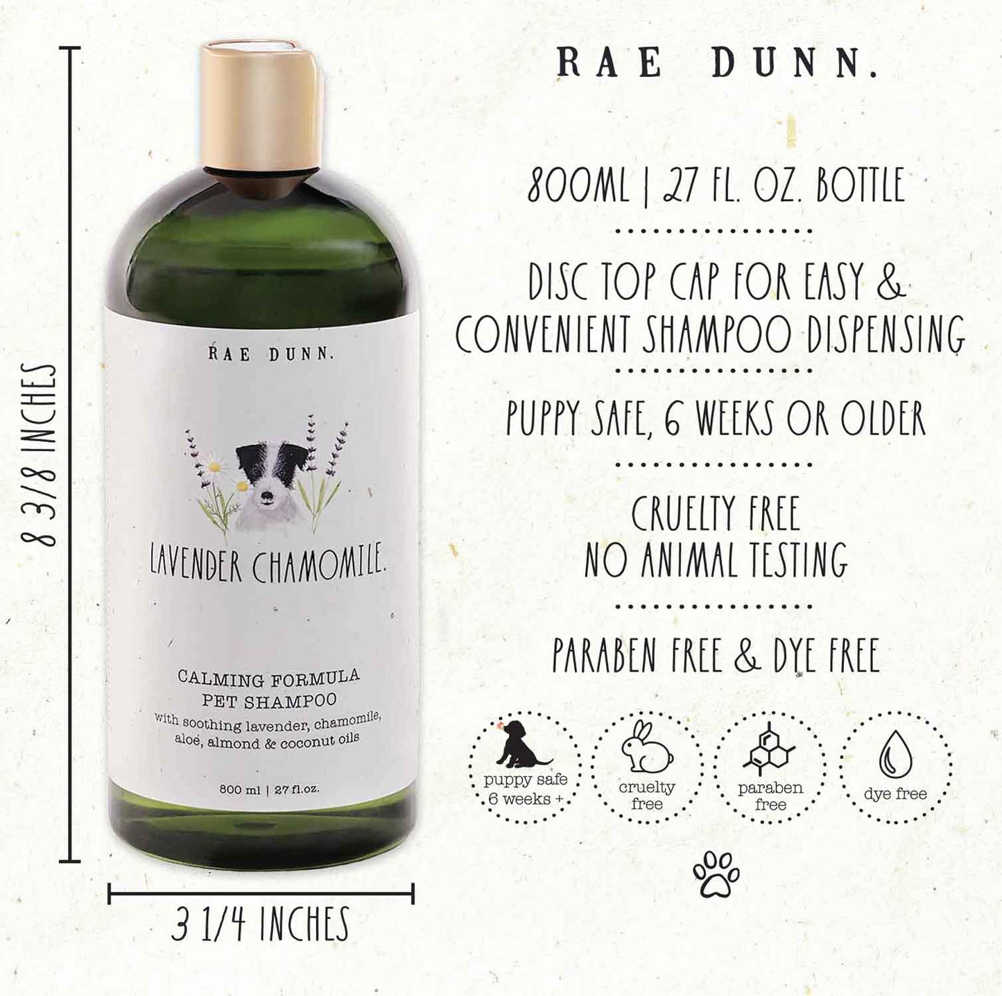 Rae Dunn 2-Pack Pet Shampoo with Aloe & Coconut Oil, 800ml