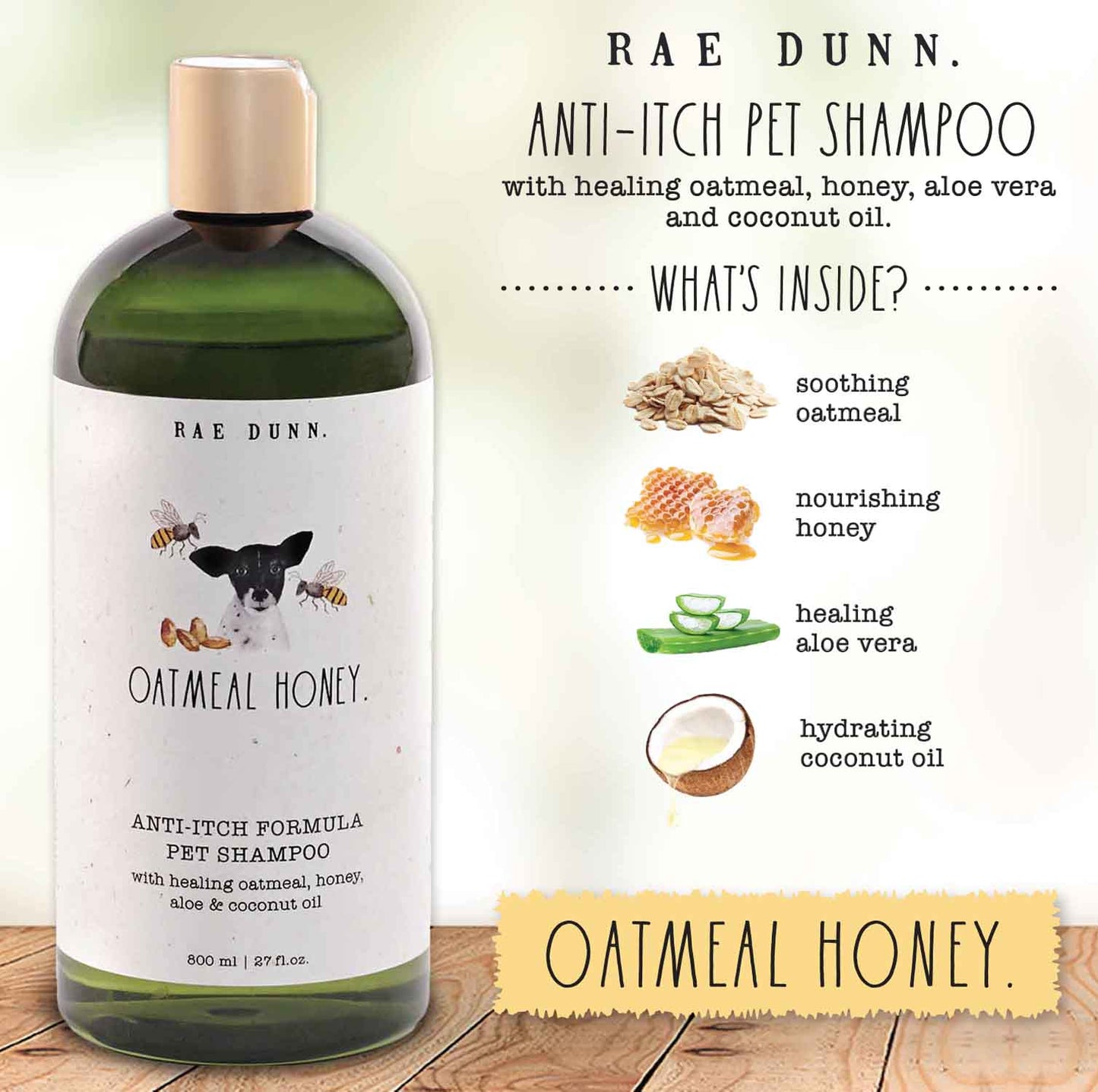 Rae Dunn 2-Pack Pet Shampoo with Aloe & Coconut Oil, 800ml