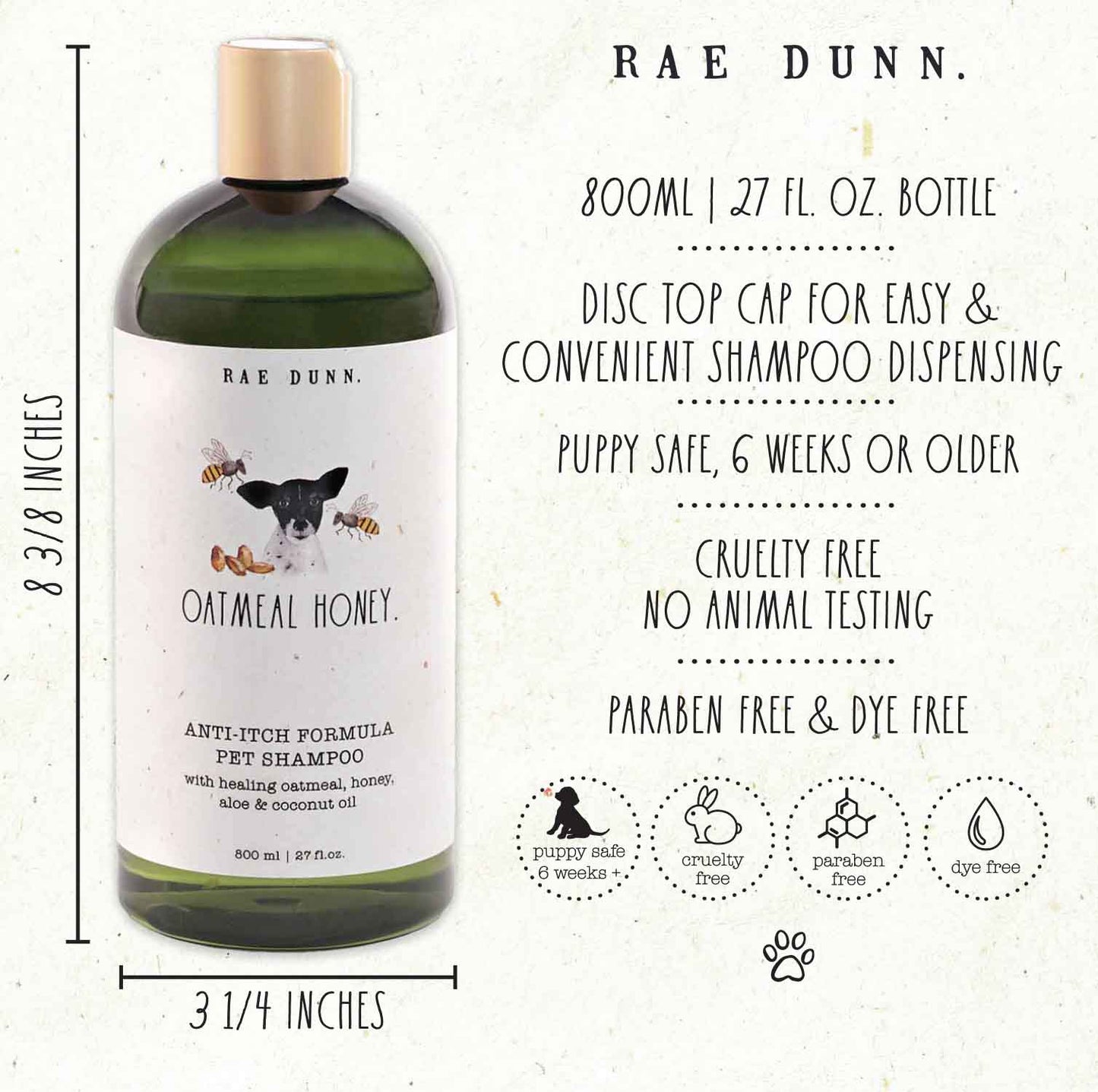 Rae Dunn 2-Pack Pet Shampoo with Aloe & Coconut Oil, 800ml