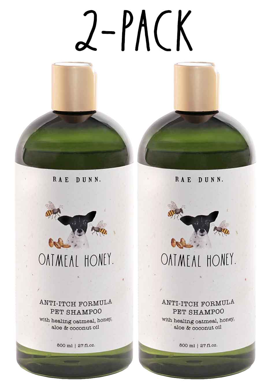 Rae Dunn 2-Pack Pet Shampoo with Aloe & Coconut Oil, 800ml