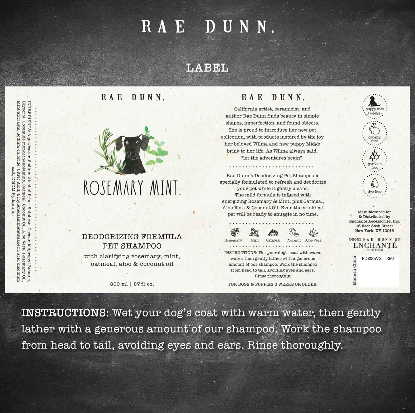 Rae Dunn 2-Pack Pet Shampoo with Aloe & Coconut Oil, 800ml