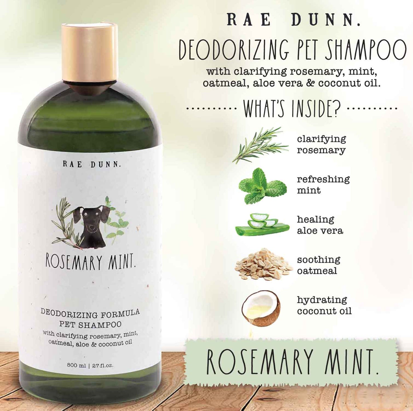 Rae Dunn 2-Pack Pet Shampoo with Aloe & Coconut Oil, 800ml