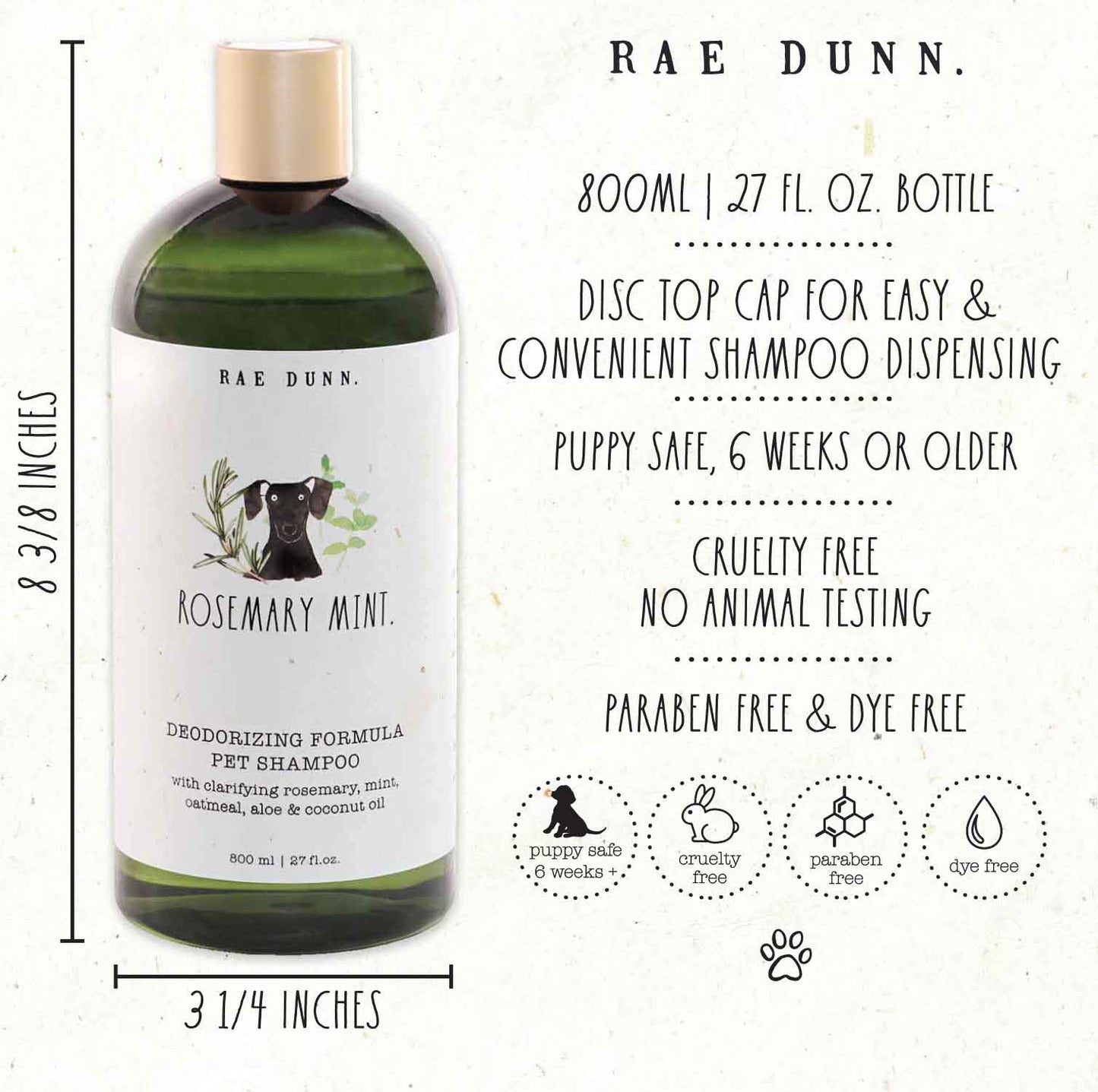 Rae Dunn 2-Pack Pet Shampoo with Aloe & Coconut Oil, 800ml