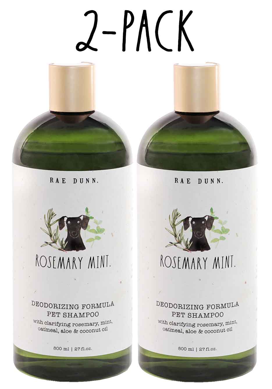 Rae Dunn 2-Pack Pet Shampoo with Aloe & Coconut Oil, 800ml