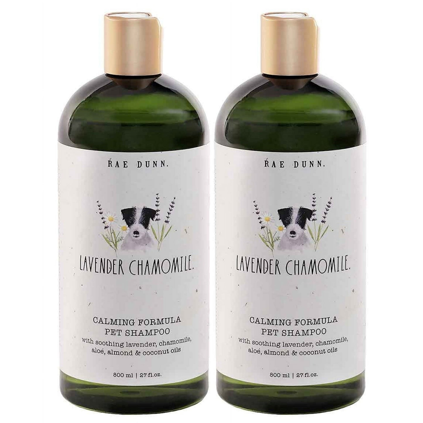 Rae Dunn 2-Pack Calming Formula Pet Shampoo with Aloe, Almond & Coconut Oil, Lavender Chamomile, 800ml