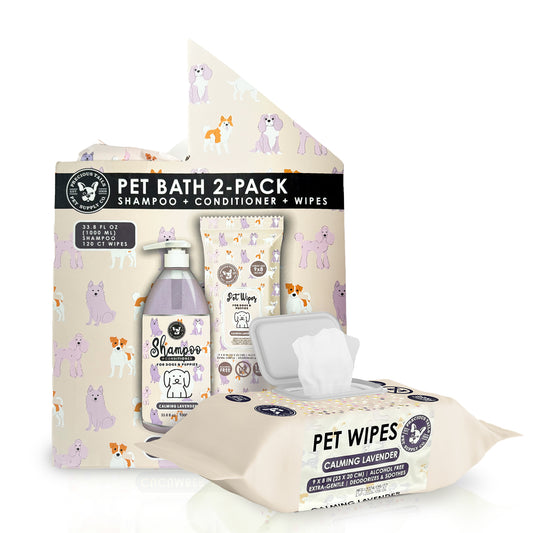P.T. Supply Co. Shadow Paws Pet Grooming Set, Scented Dog Shampoo and Wipes Duo for Bath and Daily Cleaning