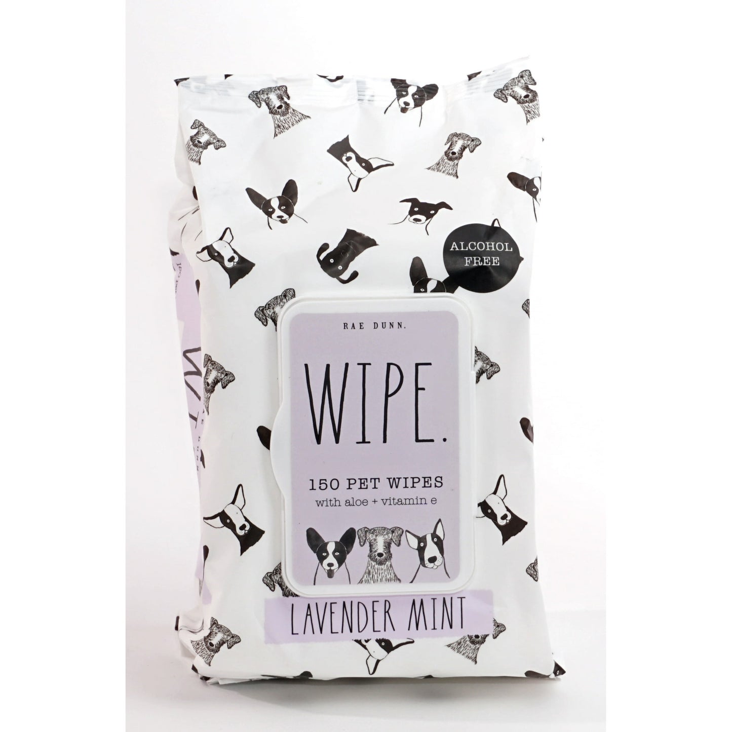 Rae Dunn 'Wipe' 2-Pack 150 ct Pet Wipes with Aloe & Vit. E., Lavender Mint